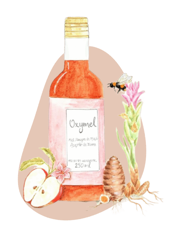 Oxymel Mel, Vinagre de Maçã e Açafrão - 250ml